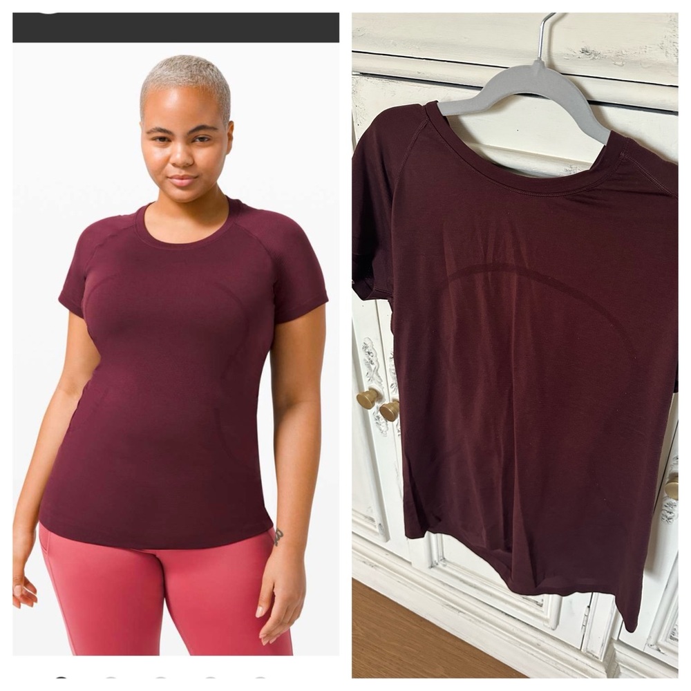 Lululemon Swiftly Tech Short Sleeve in 
Cassis Maroon color size 16